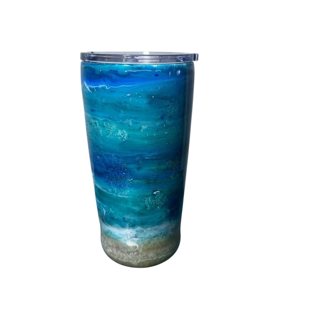 Beach Ocean Sand Custom Epoxy Resin Tumbler Brand New